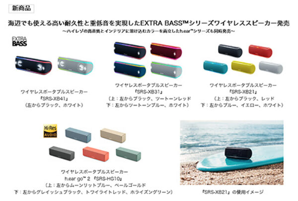 SRS-HG10,SRS-XB41,SRS-BX31,SRS-XB21,ワイヤレスポータブルスピーカー
