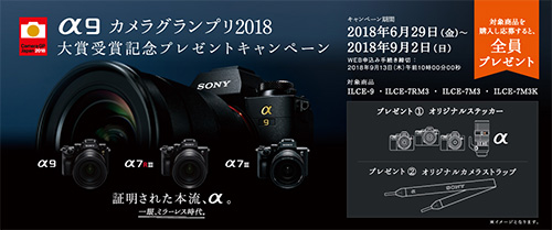 α9,カメラグランプリ2018,大賞受賞記念,プレゼントキャンペーン,sony,ソニーストア