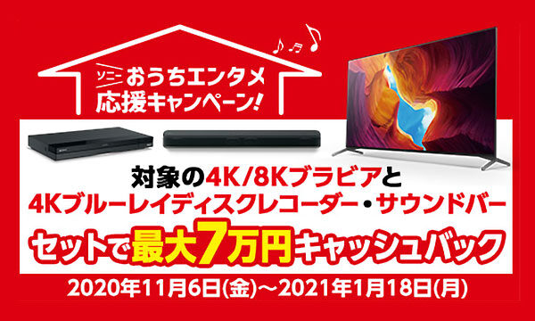 おうちでエンタメ,BRAVIA,ブラビア,キャッシュバック,ブルーレイ