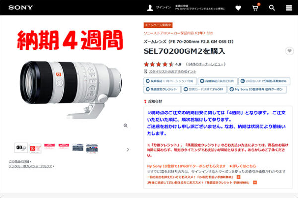 SEL70200GM2,納期