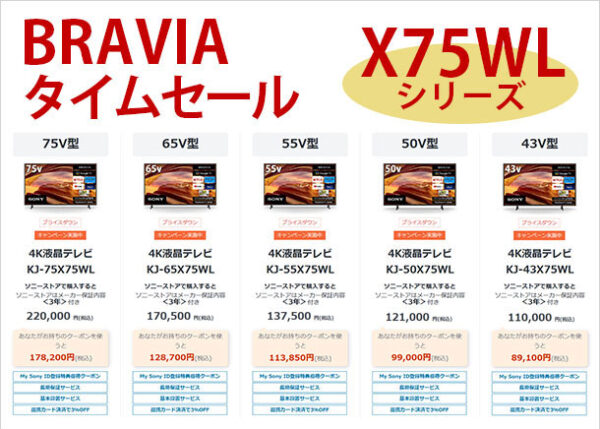 BRAVIAタイムセール,X75WKシリーズ,ソニーストア