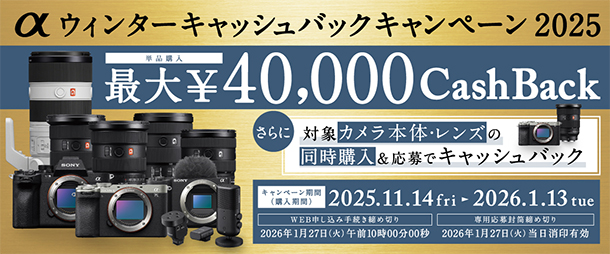 αウインターキャッシュバックキャンペーン2025,sonyalpha,カメラ,レンズ,ソニーストア