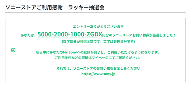 ラッキー抽選会,ソニーストア
