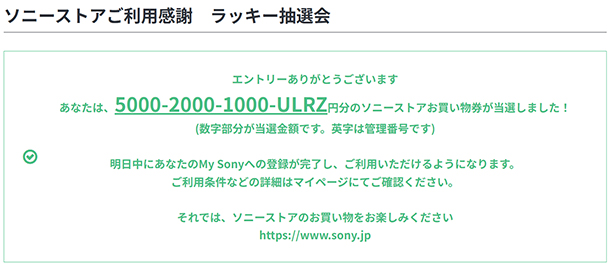 ラッキー抽選会,ソニーストア