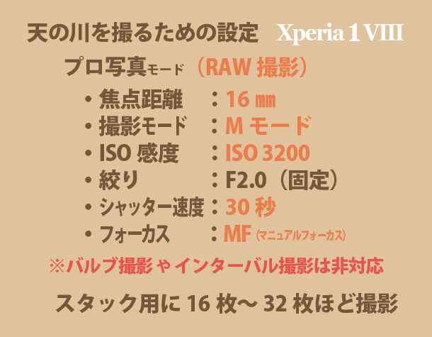 Xperia 1 VIII,XQ-GE44,SIMフリースマートフォン,実機レビュー,スマホで星空撮影,スマホで天の川撮影