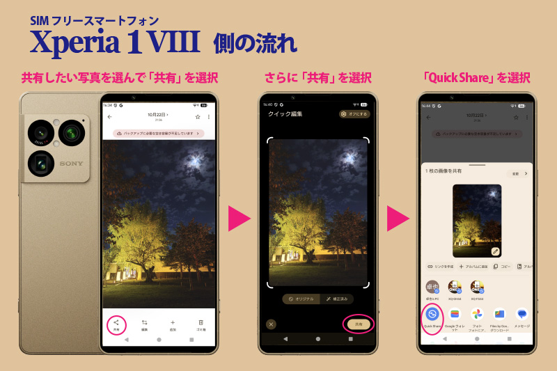Xperia 1 viii,Xperia 10 viii,Android17,update,アップデート,iPhoneとのデータ共有,QuickShare,AirDrop
