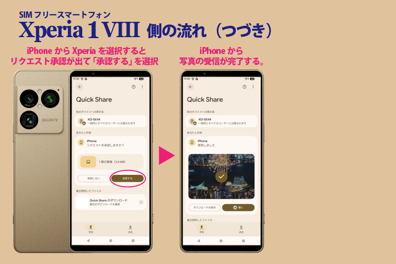 Xperia 1 viii,Xperia 10 viii,Android17,update,アップデート,iPhoneとのデータ共有,QuickShare,AirDrop
